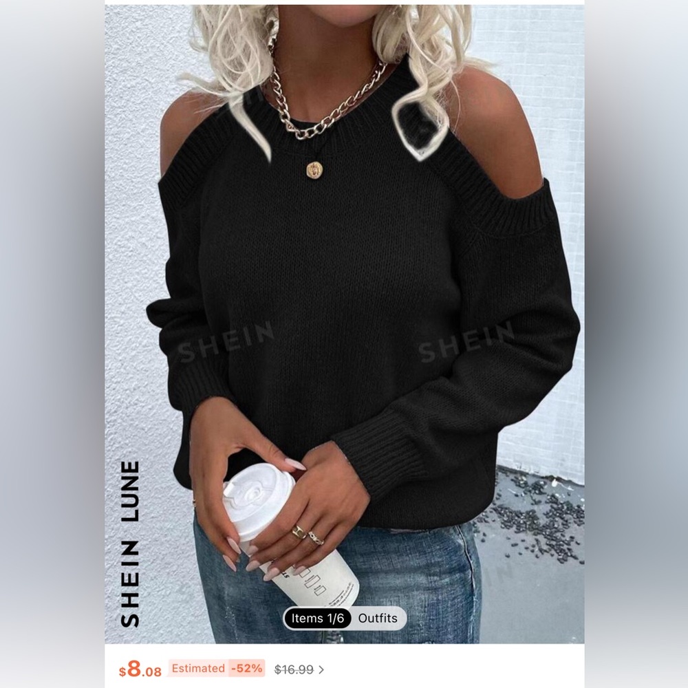 EUC women’s size M SHEIN open shoulder sweater